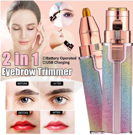 2-in-1 Flawless Eyebrow Trimmer | USB Rechargeable 2in1 Flawless Trimmer With Wire & Cleaning Brush | Eyebrow & Upper Lips Trimmer For Women (Rechargeable)